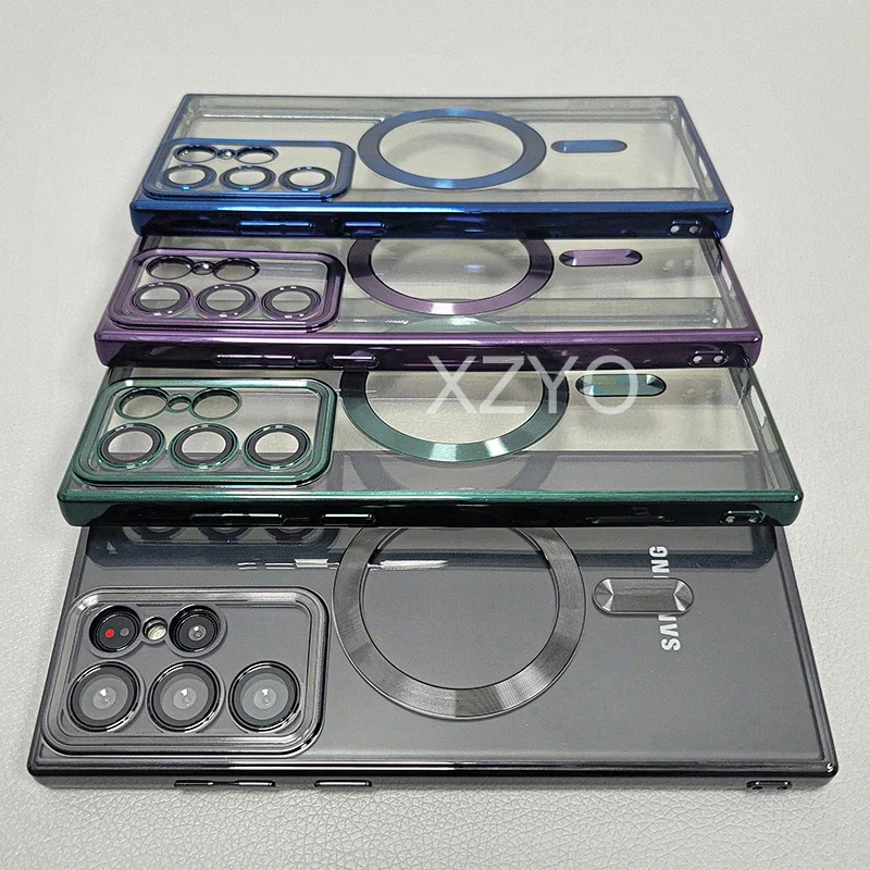 Trasparente per custodia magnetica Magsafe per Samsung Galaxy S22 S21 Ultra Plus S22Ultra S22Plus S21Plus S 22 Cover morbida per fotocamera completa