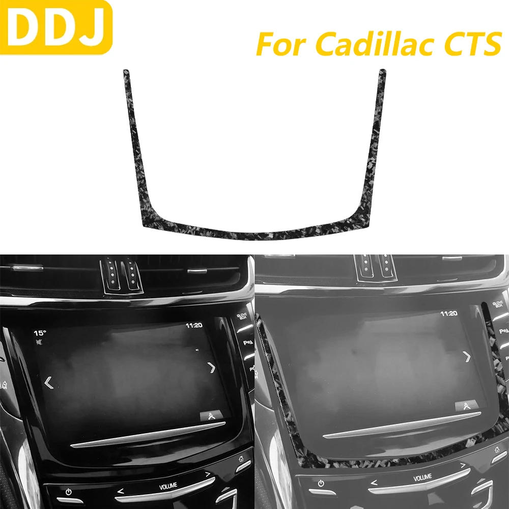 

For Cadillac CTS 2014-2019 Forged Carbon Fiber Central Control Navigation Screen Frame Panel Trim Cover Car Accessories Sticker