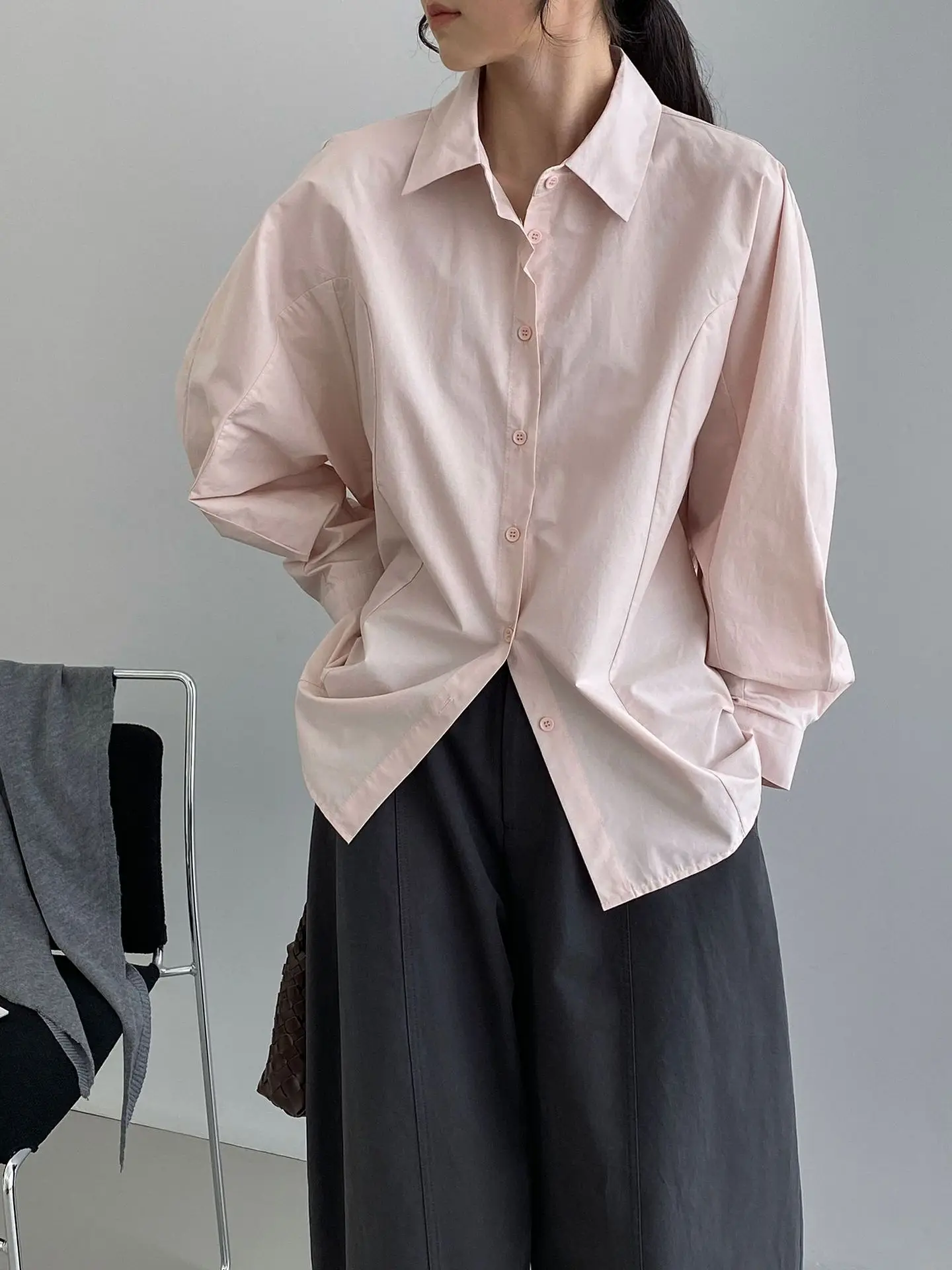 Women Autumn Pink Blouses Casual Turn Down Collar Fashion Womens Blue Tops And Blouses Fashion Shirts Blusas Roupa Feminina view 6