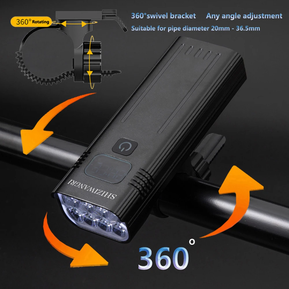 10000mAh Lantern Bicycle Light Powerful 8LED Bike Headlight Rechargeable Power Bank Front Rear Lights Set