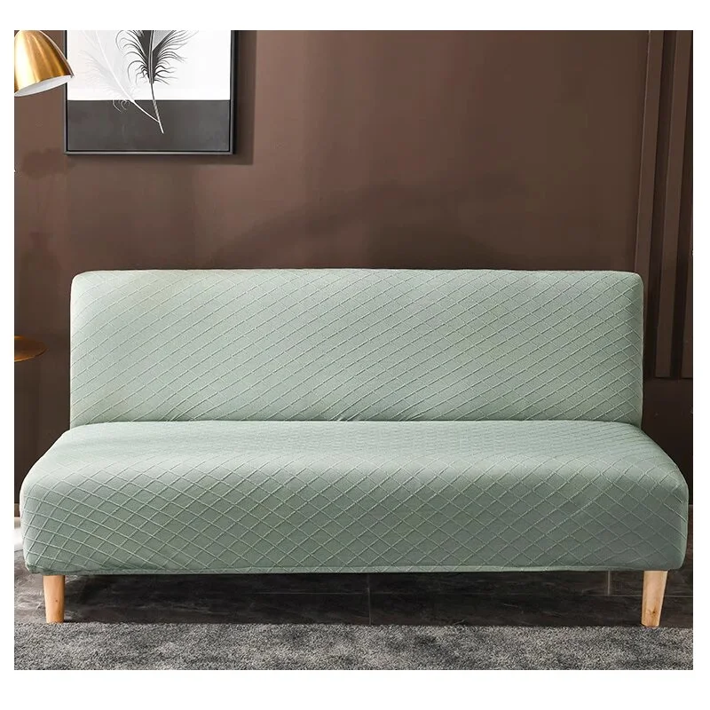 

Elastic Cover for Folding Sofa Bed, Jacquard All Inclusive Armless Sofa Cover ,Light Luxury Solid Color