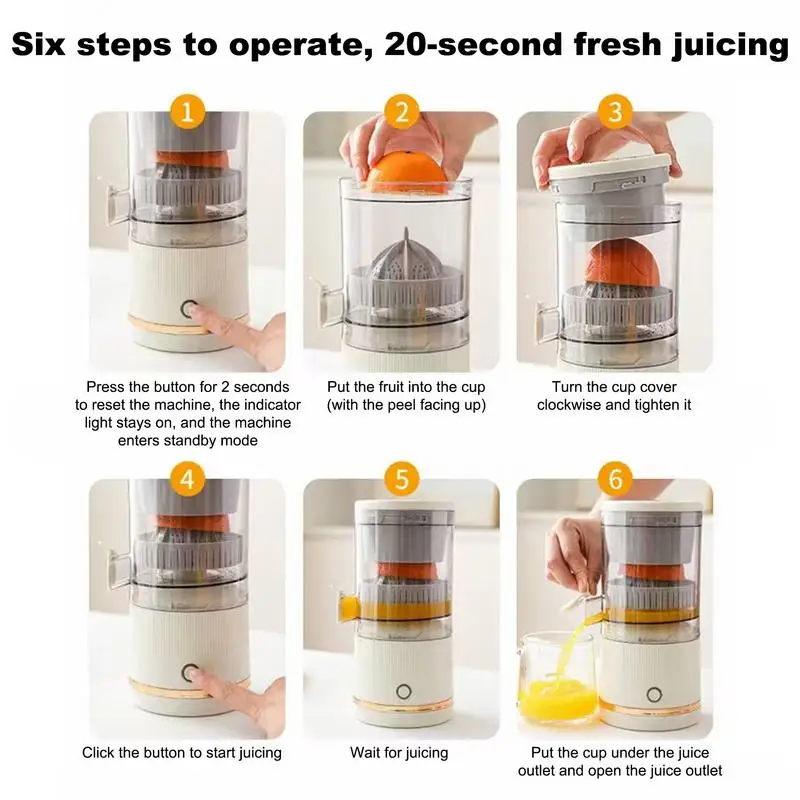 Electric Fruit Juicer Portable Single Auger Juicer Automatic Separation USB Charge Orange Lemon Fruit Vegetable Juice Extractor
