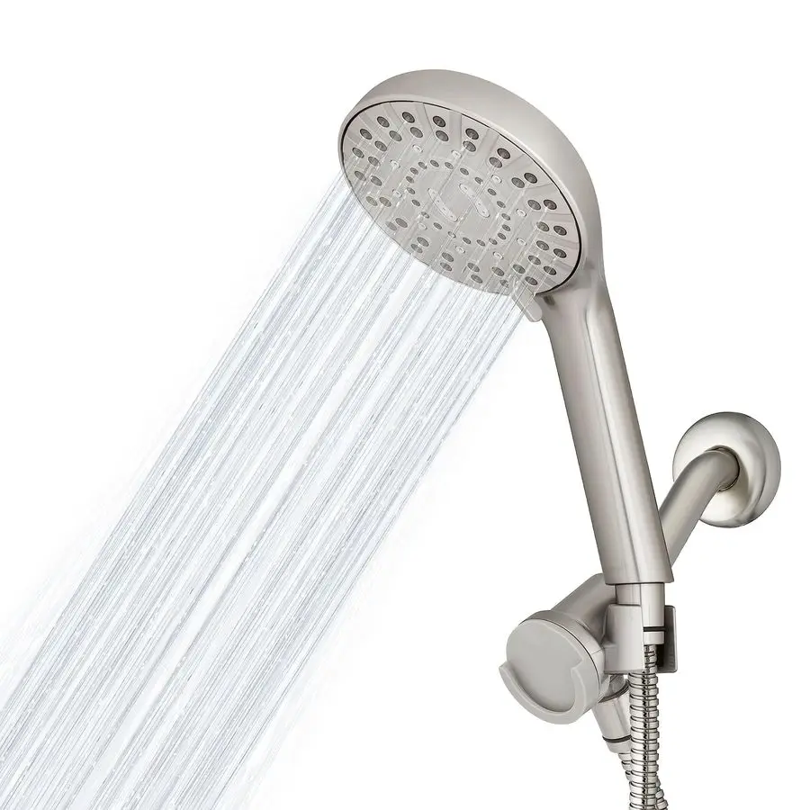 Magnetic Dual Dock Adjustable Height Hand Held Shower Head With 5Foot Metal Hose and PowerPulse Shower Massage, Brushed Nickel Q