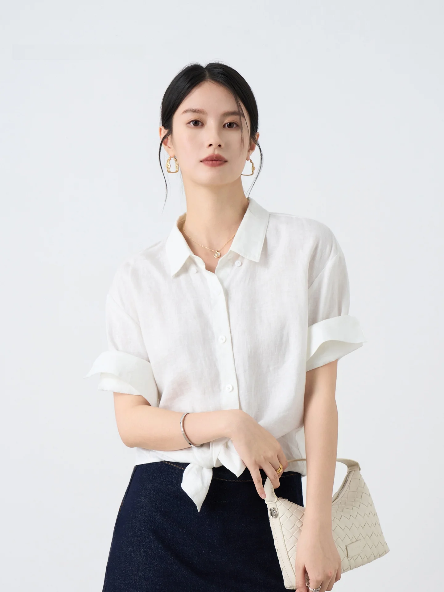 

Casual Linen Shirt Short Sleeve Women's Style Artistic Lazy Leisure Korean Version Short Sleeve Top Breathable Summer Shirt