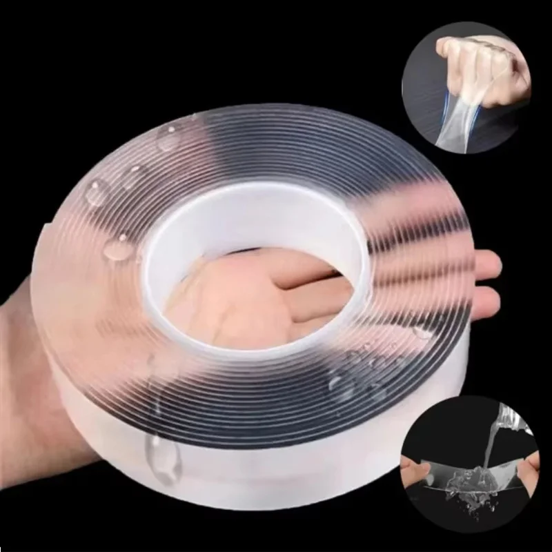 

1-5m Nano Double Sided Tape Transparent Nano Tape No Trace Reusable Waterproof Adhesive Tape Cleanable Kitchen Bathroom Supplies