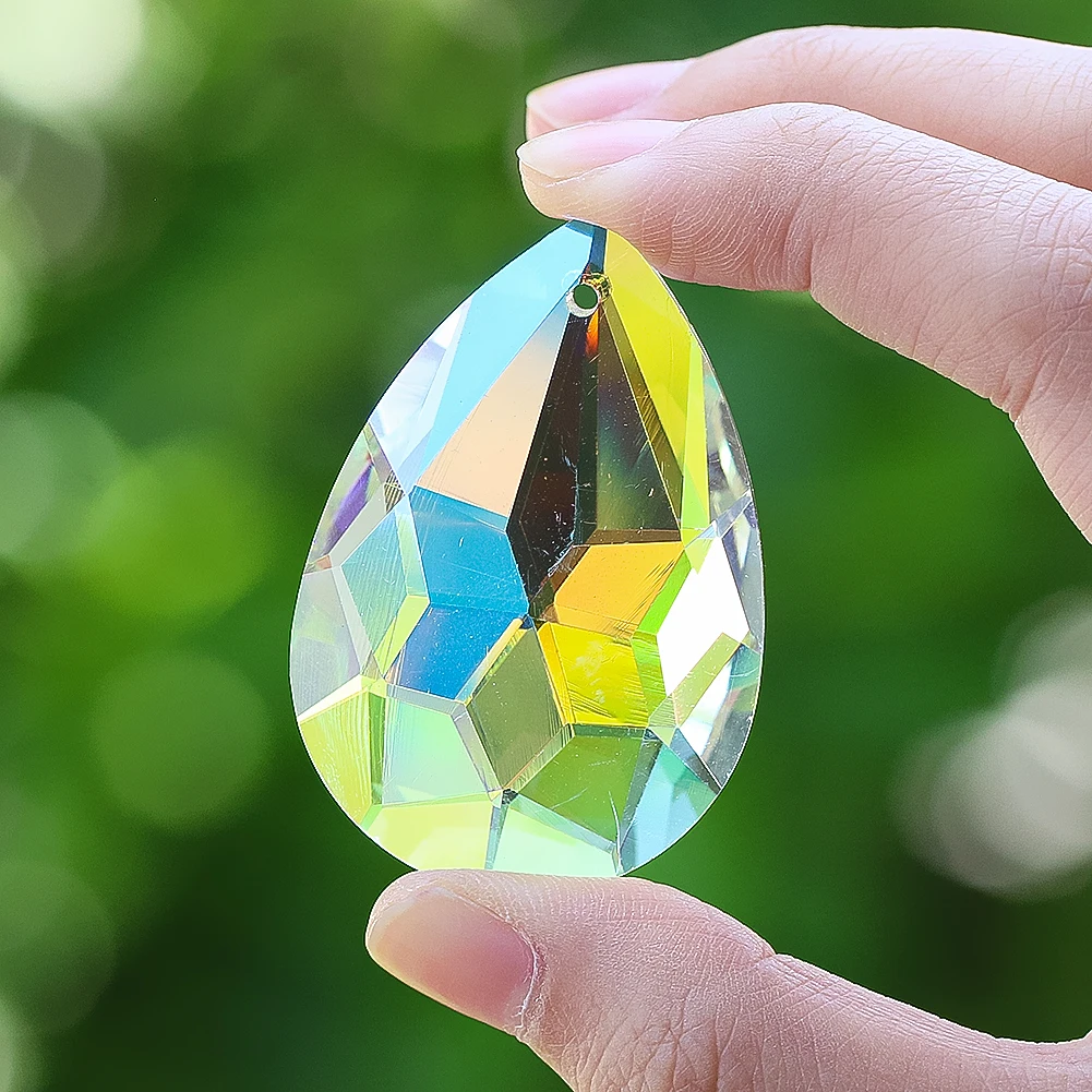 47mm AB Angel Tears Crystal Suncatcher Glass Art Prism Faceted Rainbow Maker Home Window Outdoor Garden Decorative Accessories