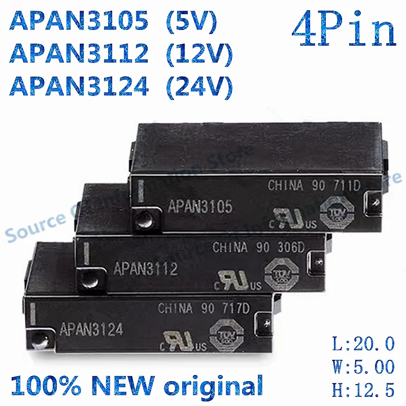 5 sztuk zestaw przekaźników mocy 4Pin DC5V 12V 24V APAN3105 APAN3112 APAN3124 100% nowy