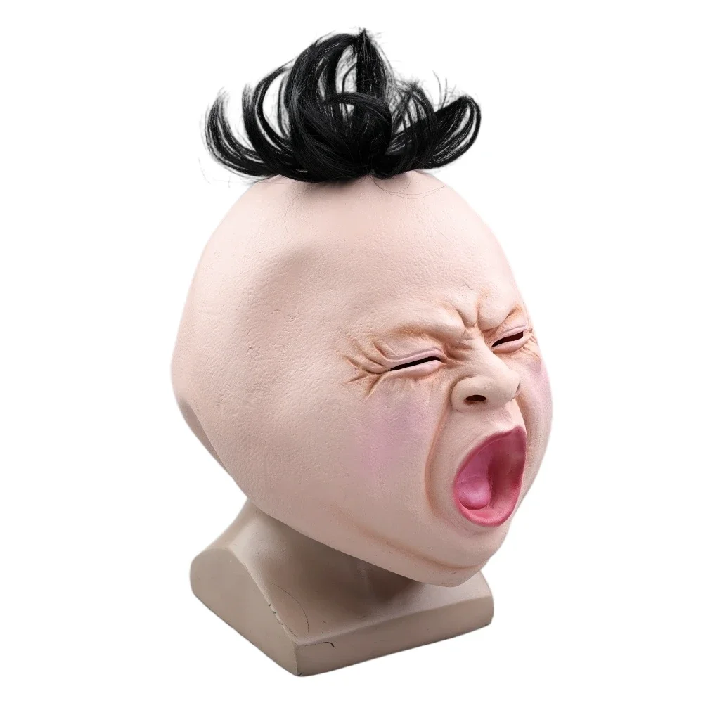 코스프레 마스크 재미 있은 하품 얼굴 마스크 성인 할로윈 파티를위한 전체 머리 라텍스 하품 사람 가장 무도회 카니발 의상