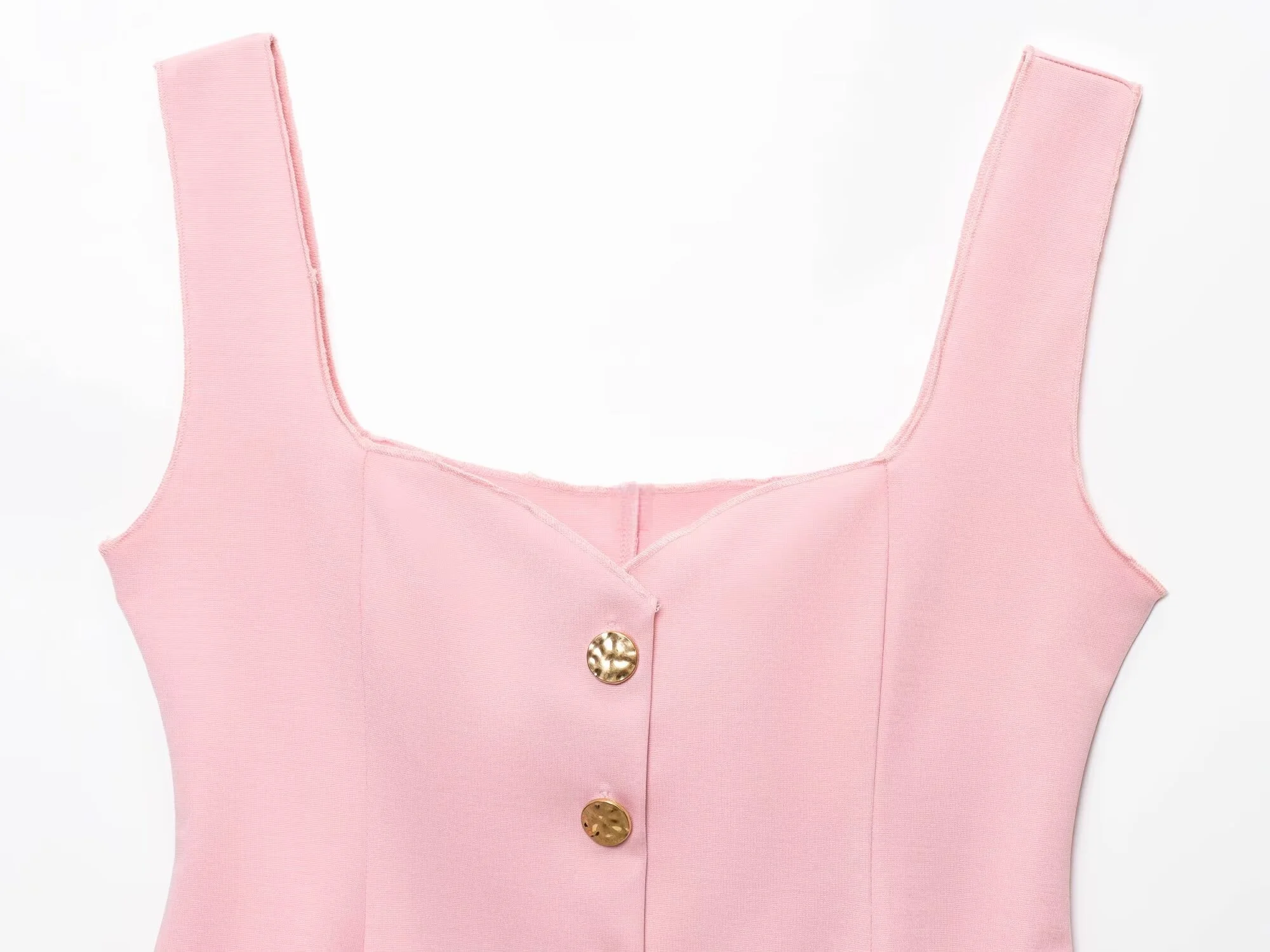 2025 summer new women's casual fashion simple wide shoulder strap buttoned short skirt hem elastic vest top