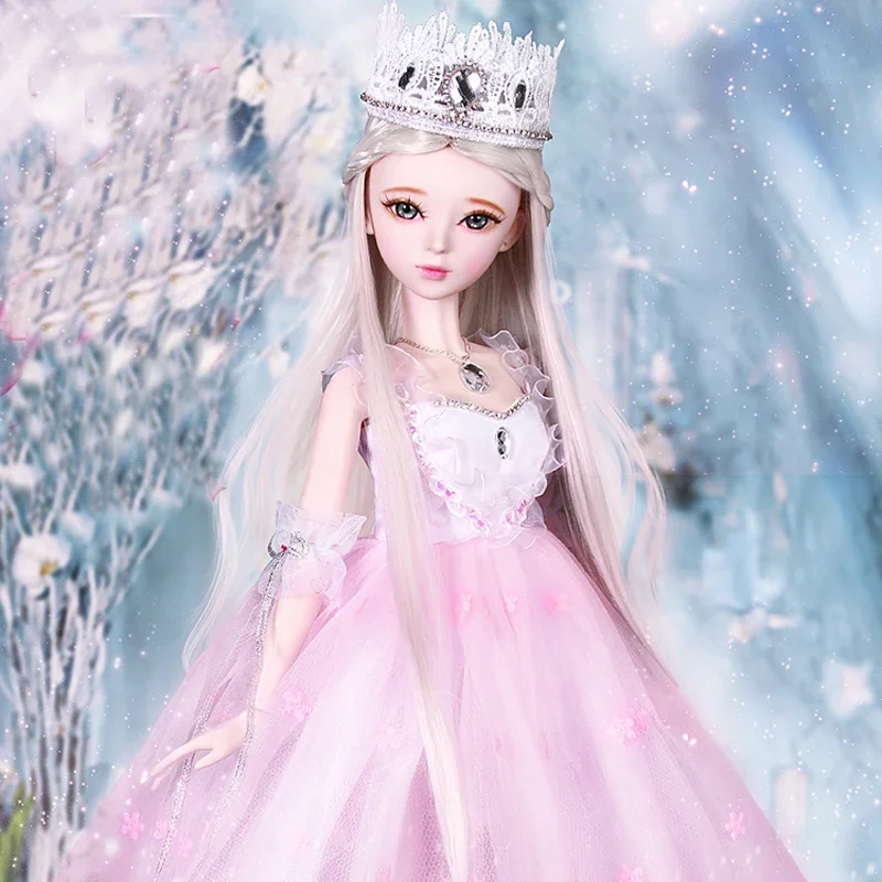 Kawaii موضة الوردي فتاة Bjd 1/3 دمى مجموعة كاملة مع الملابس والشعر المستعار كبير 60 سنتيمتر مفصلية الكرة صوتها الدمى للفتيات عيد الميلاد