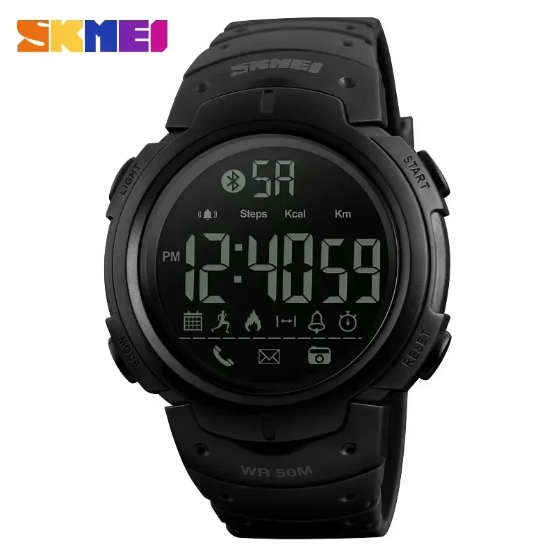 SKMEI-Montre numérique intelligente étanche pour homme, montres compatibles Bluetooth, horloge de calories, Relogio Mascul37, 5 bars, 1301