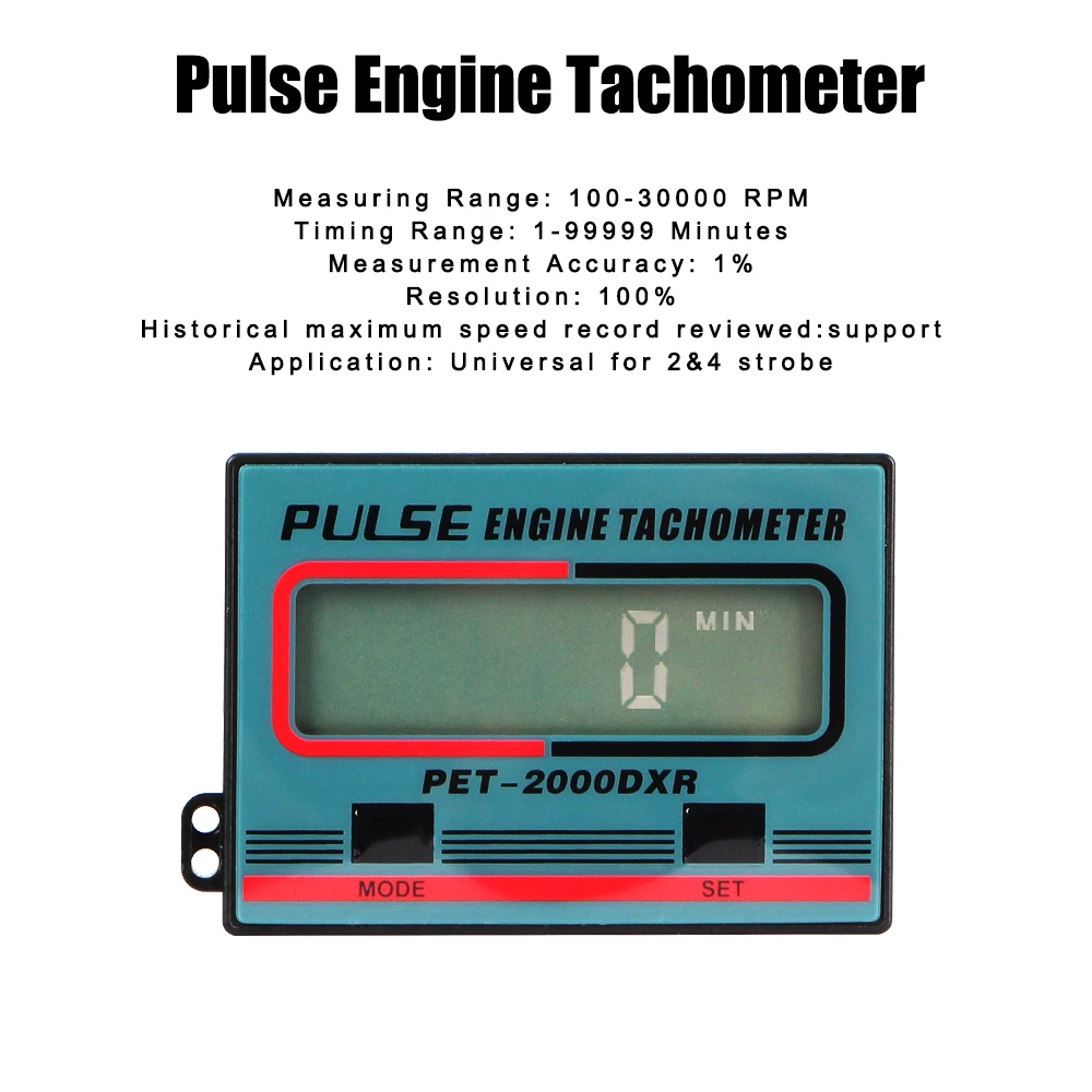 Tachometer Gauge 100-30000RPM Pulse Engine Tach Hour Meter Digital for Motorcycle ATV Lawn Mower 2/4 Stroke Engine Spark Plugs