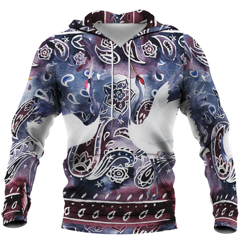 Vintage Men's Hoodies 3d Leopard Flower Chain Luxury Pattern Print Pullover Male Oversized Hooded Sweatshirts Clothes Size S-6XL