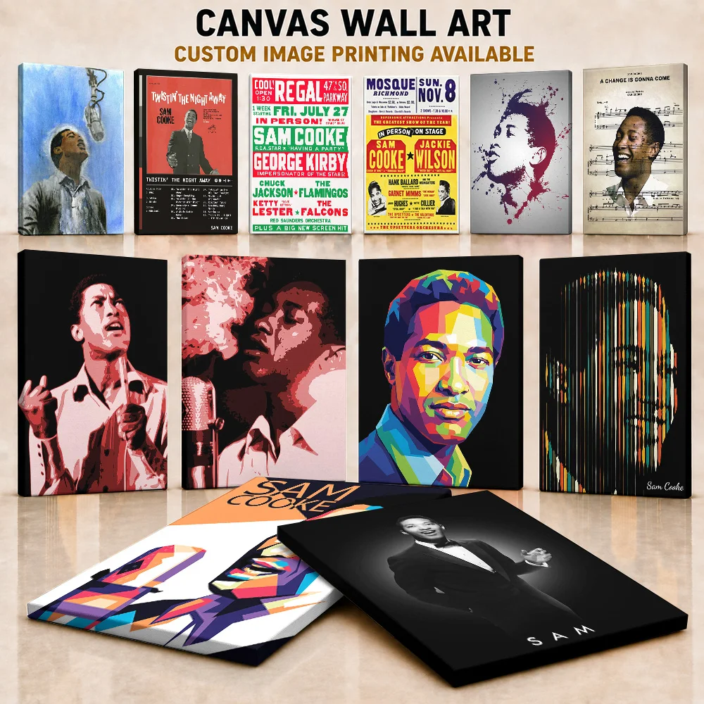 Sam Cooke Canvas Painting Poster Customized Photo Classic Soul Vocalist Style Wall Art For Music Room And Home Office Fan Gift