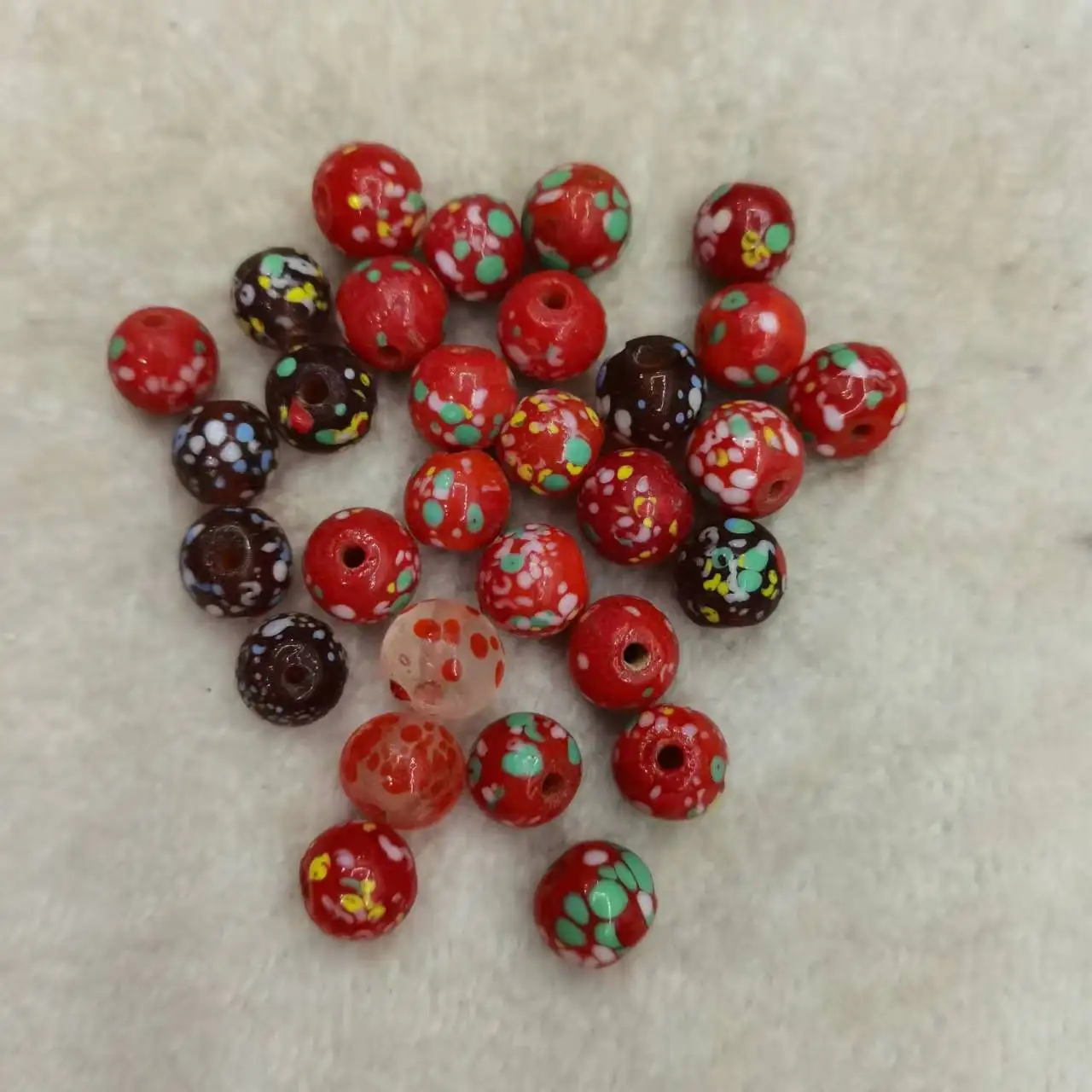 

5pcs/lot natural painted handmade old glass beads diy jewelry accessories colorful jewelry folk-custom wholesale trade beads