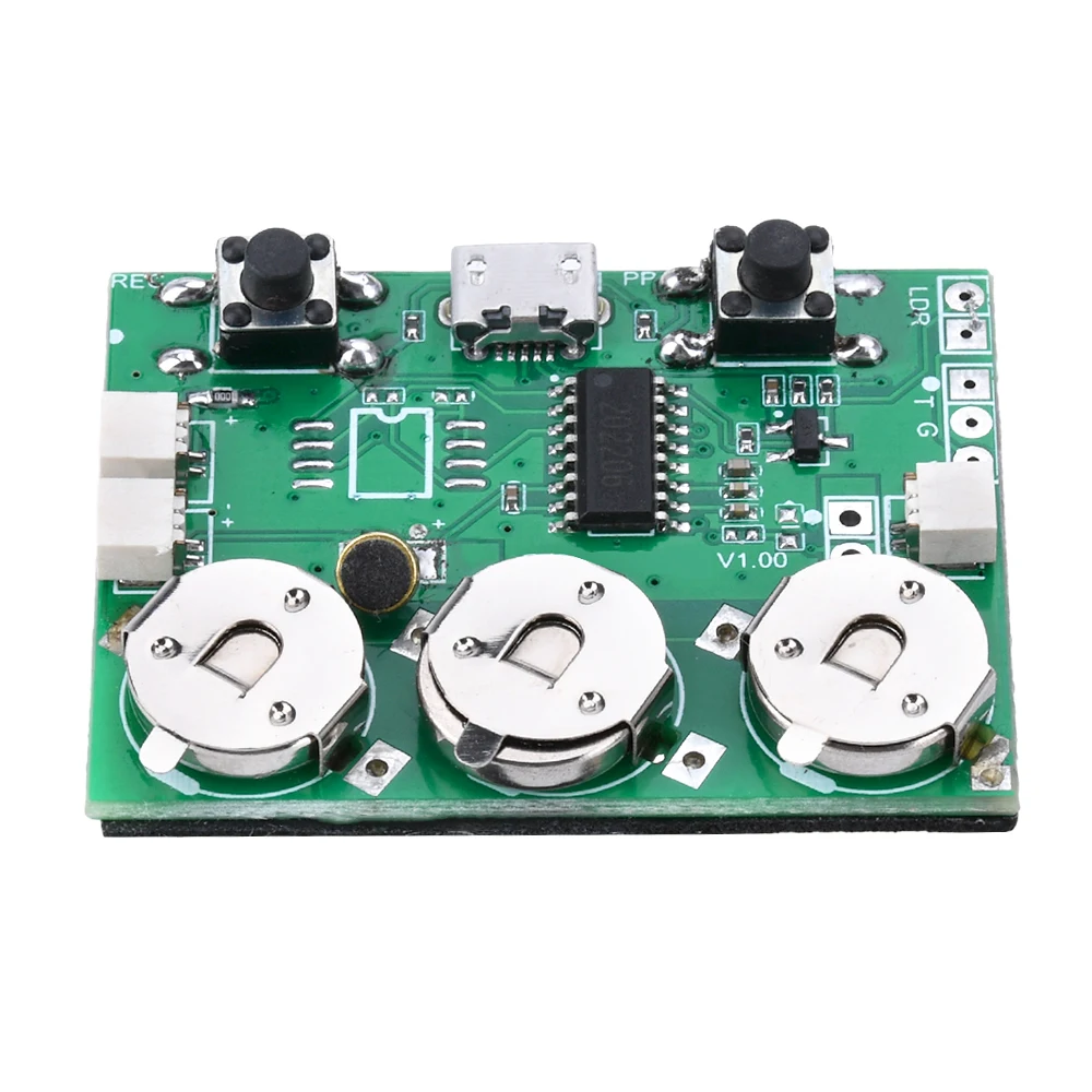 100s Recordable Sound Module Button Control Sound Chip Board DIY Voice Greeting Card Audio Module with Speaker