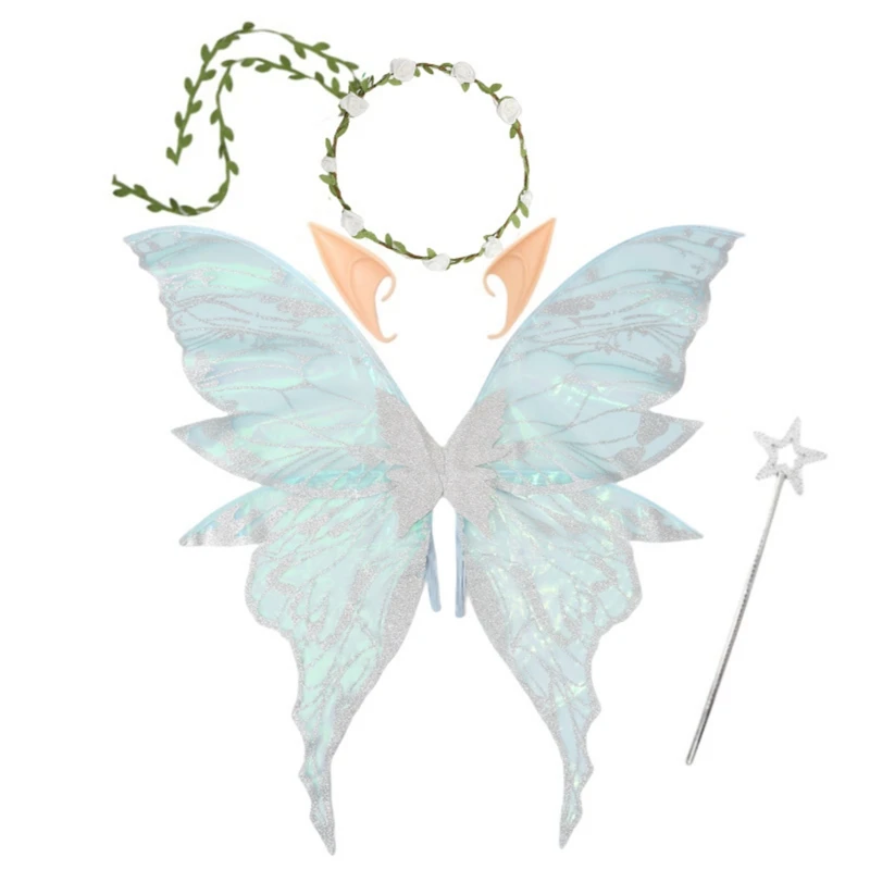 4pcs/set Adults Fairy Wings Girls Sparkling Angel Wings Butterfly Costume Wings for Halloween Costume Dress up Party Favor Chris