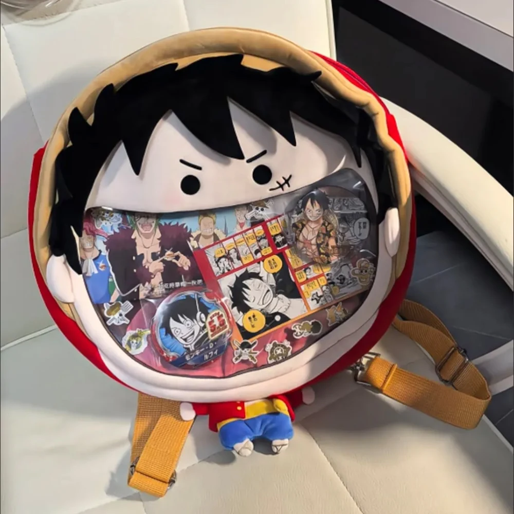 Bolsa de mensajero de Anime de una pieza, mochila de felpa de Luffy con boca grande, mochila para parejas, bolsa transparente para el dolor de dibujos animados, regalo de cumpleaños
