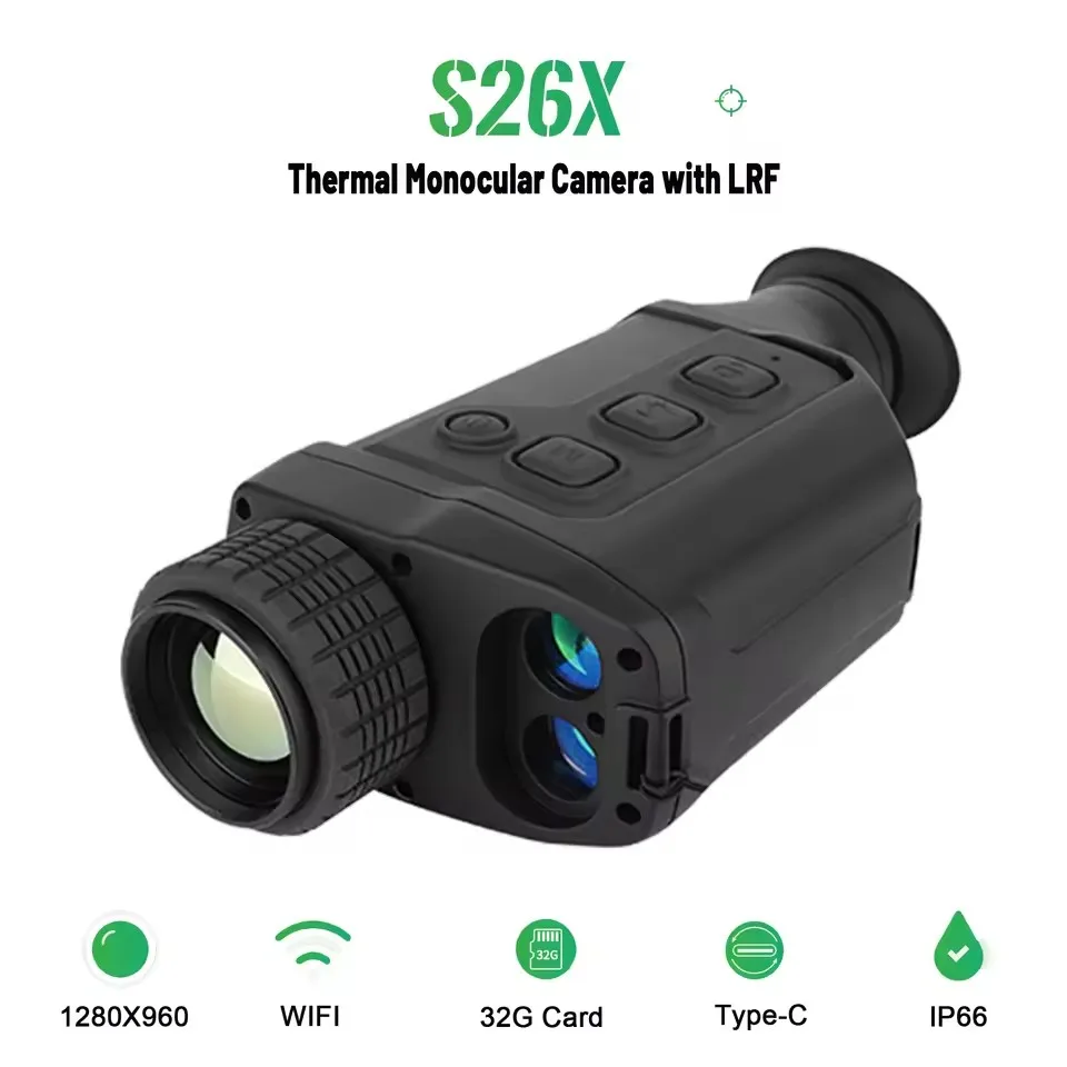 S26X Thermal Monocular Camera 1000m Laser Range Finder Hotspot Tracking Heat Imaging IP66 Waterproof for Hunting with WiFi