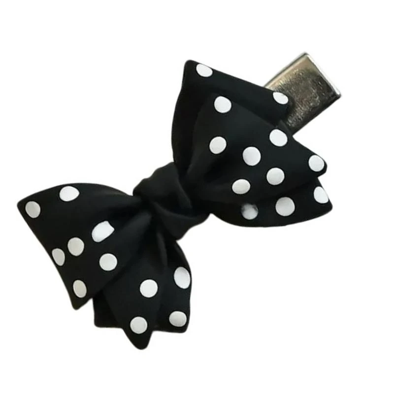 

Dot Hair Bows Side Hair Clip Elegant Elastic Hairband Girl Bowtie Hair Barrettes 15UB
