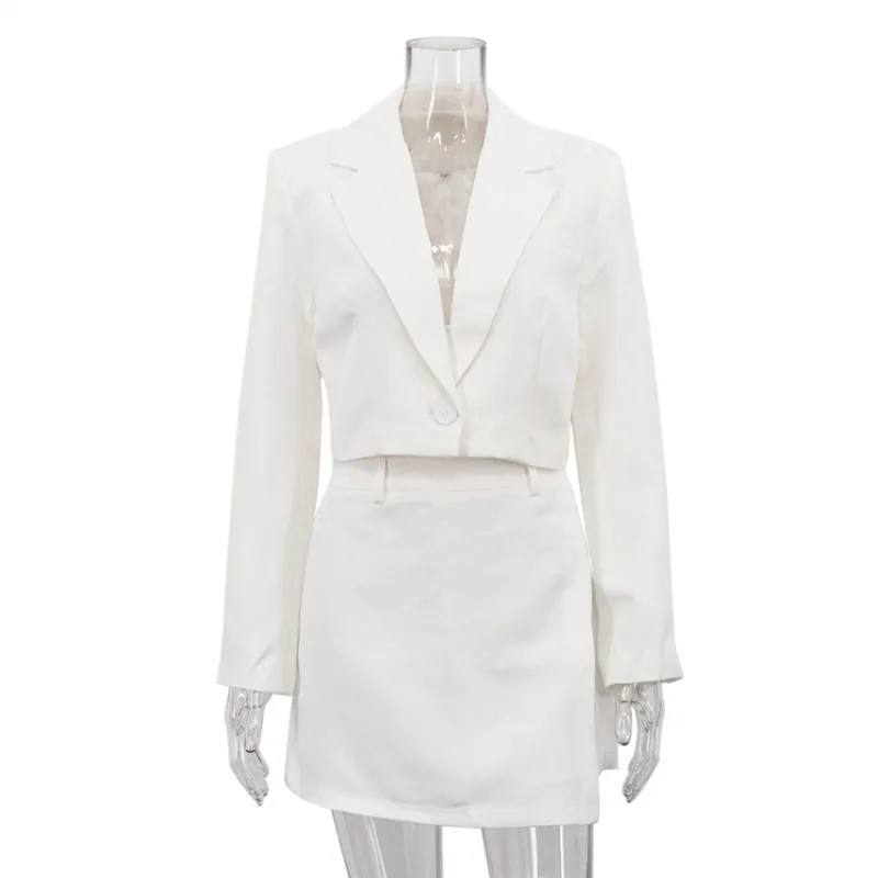 

Skirt Set 2026 Spring and Summer Lapel Long-sleeved Suit Top Skirt Two-piece Set