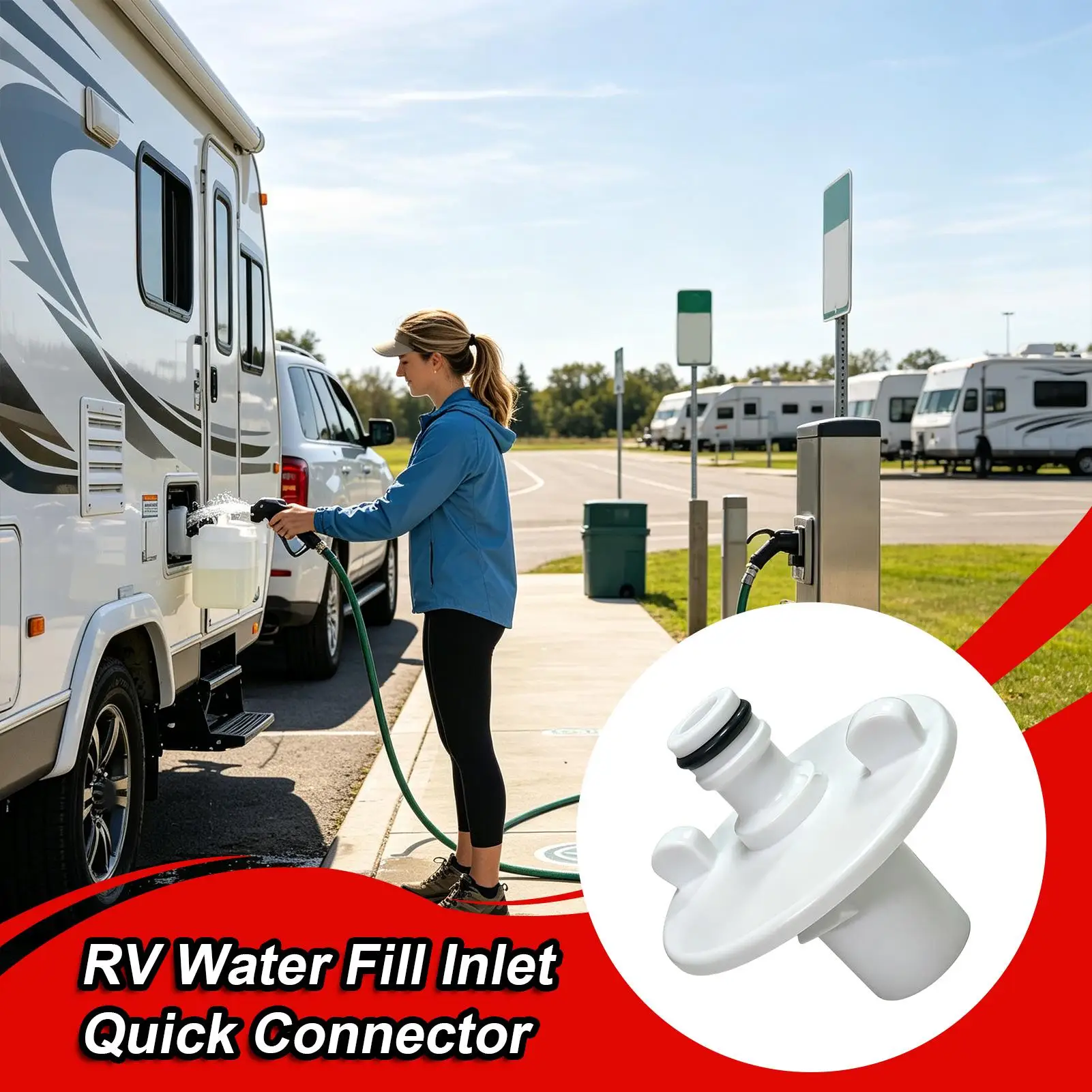 RV Water Inlet Valve Leak-Proof Quick Assembly Plumbing Port RV Water Inlet Connector for Camping City Hookup Outdoor Trailer