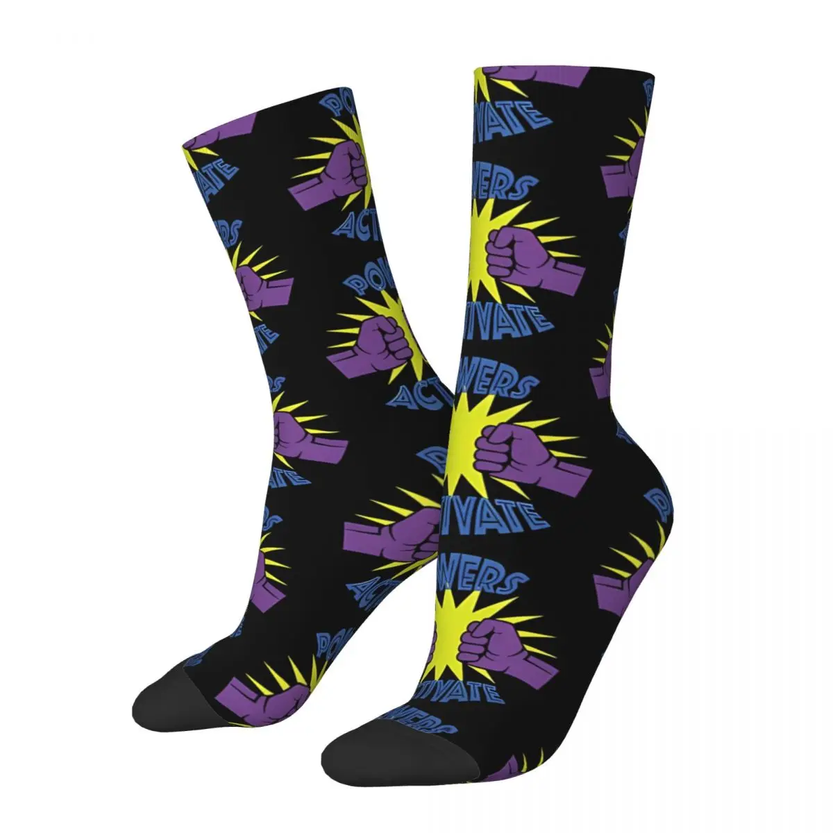 Powers Activate Superhero Boom Comic Book Kawaii Socks Shopping Cartoon Pattern Socks