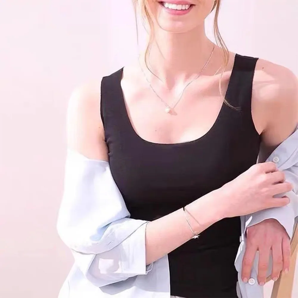 All Match Sleeveless Top Thin Undershirt For Women Ice Silk Seamless Tank Top Solid Color Slim Fit Basic Tops Female Clothing