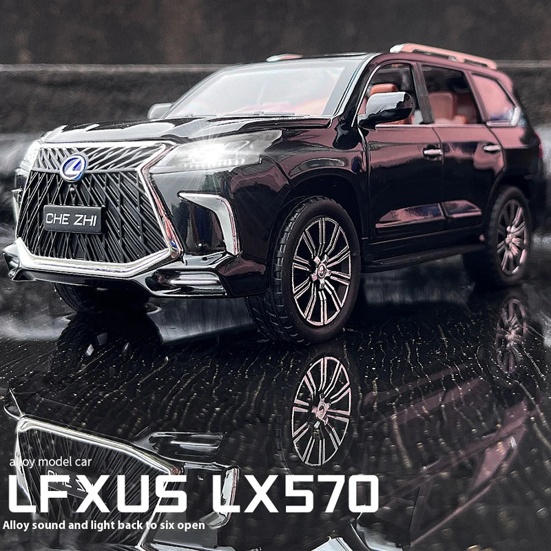 1:24 Lexus LX570 Off Road SUV Alloy Diecast Car Model Computer Desktop Collection Hobby Ornament Gift For Boyfriend Present Box