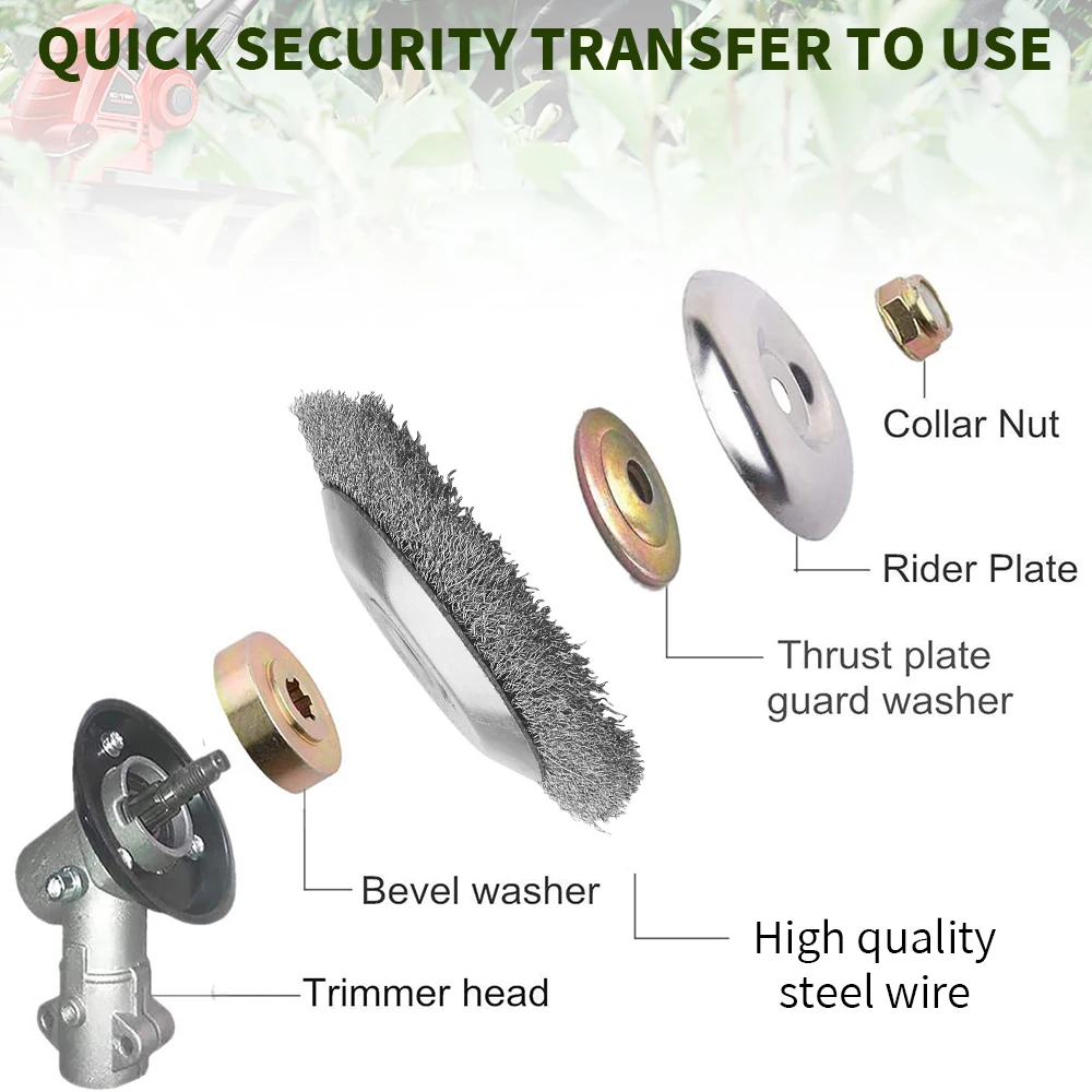 Universal 6/8 Inch Steel Wire Wheel Brush Disc for Lawn Mower Grass Trimmer Head Weed Cutter Garden Tool