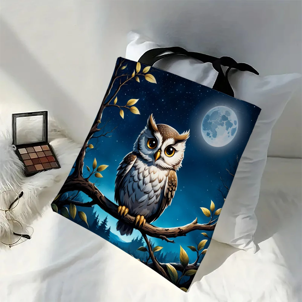 1pc Cartoon Eule Casual frauen Einkaufstasche Tier Print Design Tragbare Faltbare Schulter Tasche Geschenk Taschen Für Freunde Lehrer