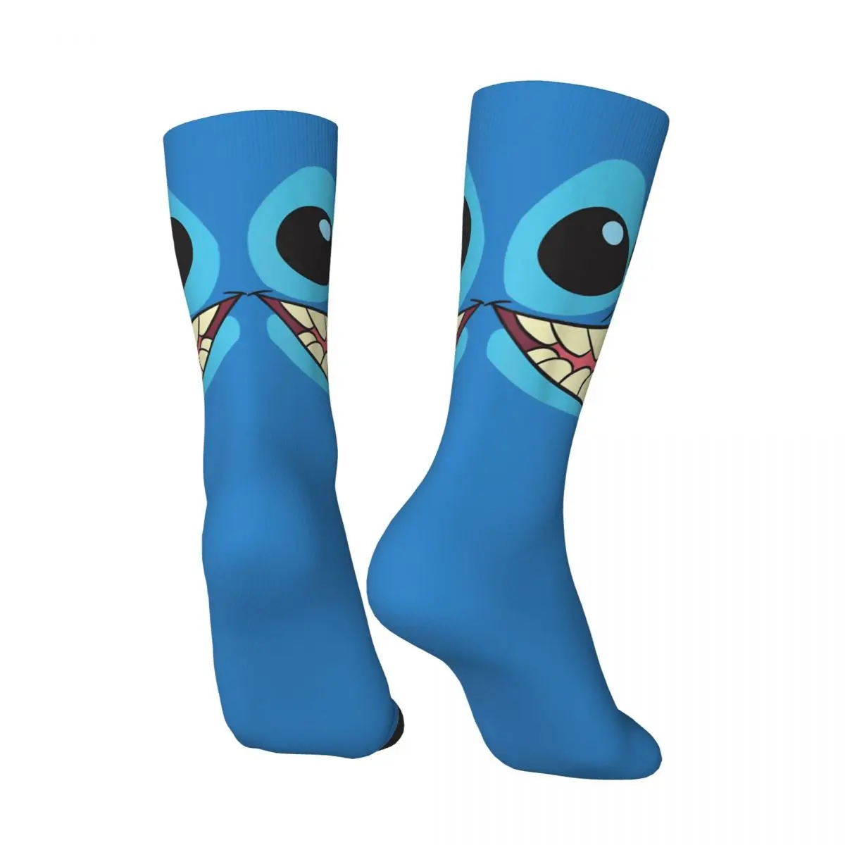 Crazy compression Big Face Sock for Men Harajuku Disney Lilo & Stitch Film Seamless Pattern Crew Sock Novelty