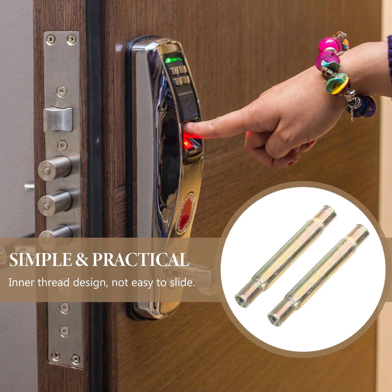 

2Pcs Door Lock Connectors Stainless Steel Inner Thread Replacement Gate Door Handle Lock Connector for Home Office Commercial