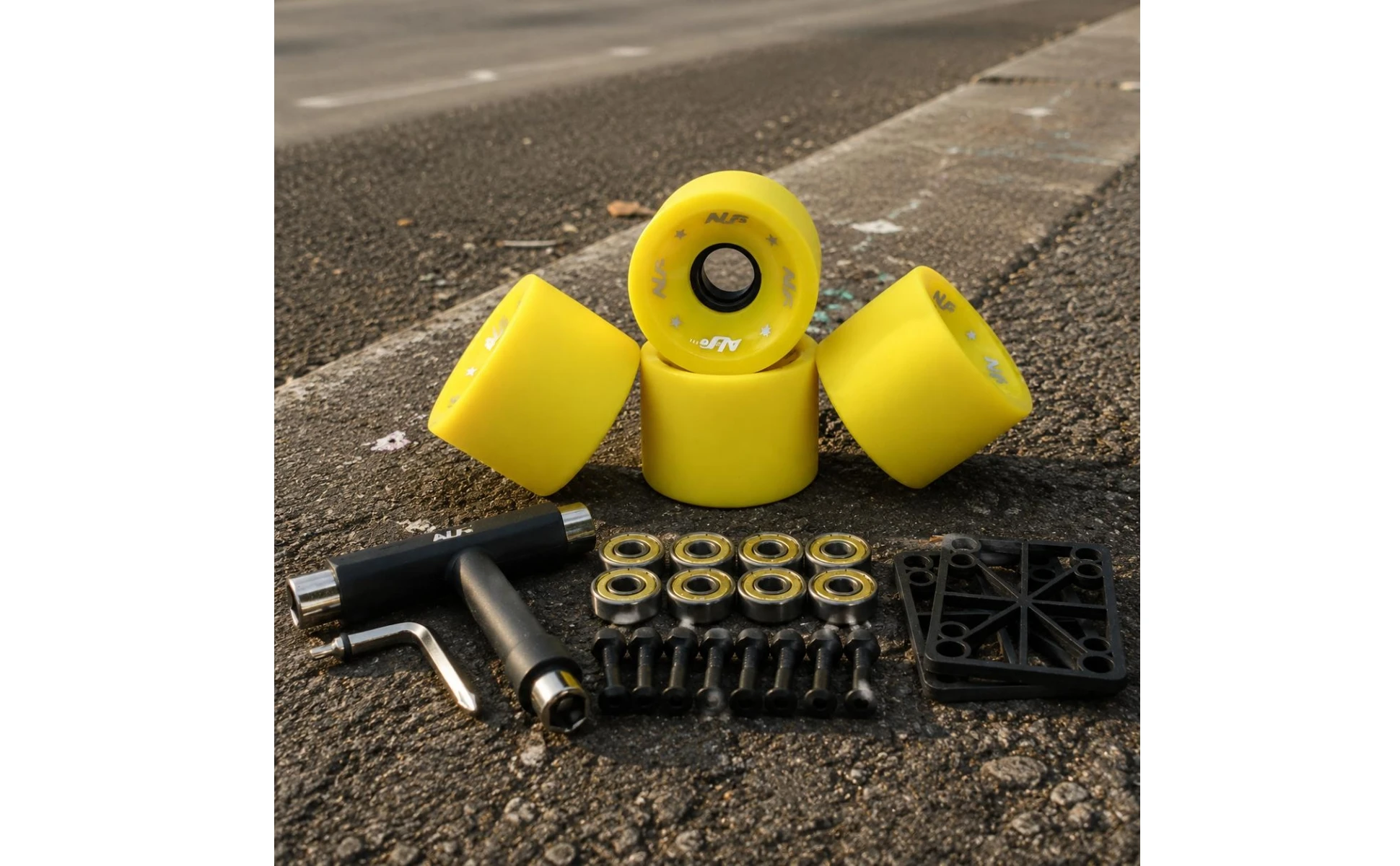 Longboard Wheel Set High Rebound Skateboard Wheels and Bearings Longboard Wheel Kit Shock Absorption Sports Gear Even Rolling