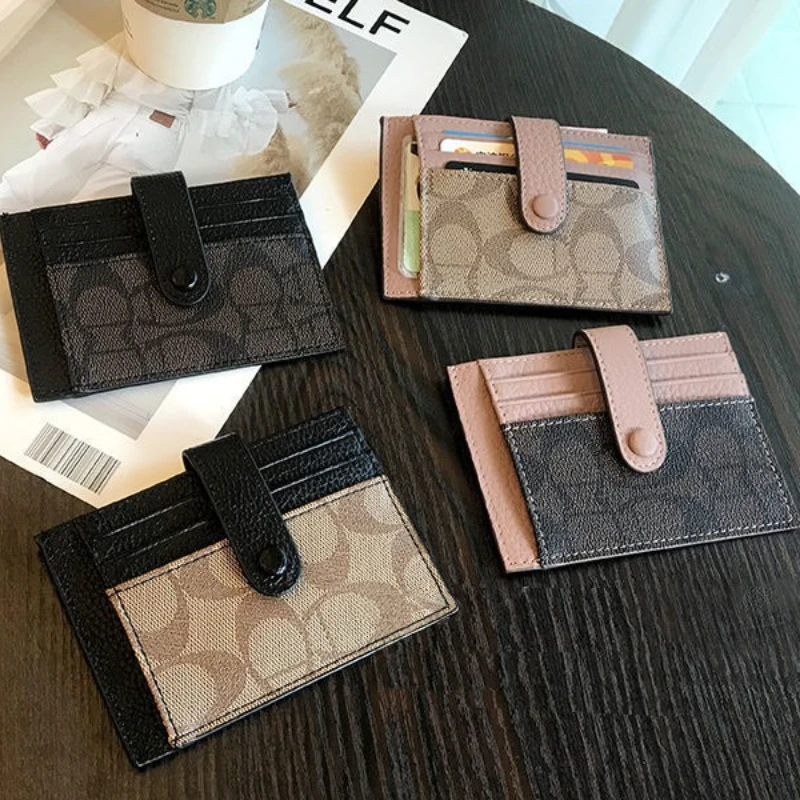 Carteira de Couro PU de Luxo com Design Elegante, Fina e Compacta, com Múltiplos Compartimentos para Cartões Bancários e Dinheiro, Carteira Curta Feminina.
