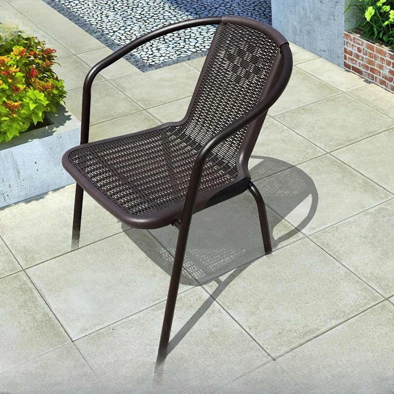 

Outdoor chair courtyard leisure stool wrought iron milk tea shop stall chair outdoor table and chair back