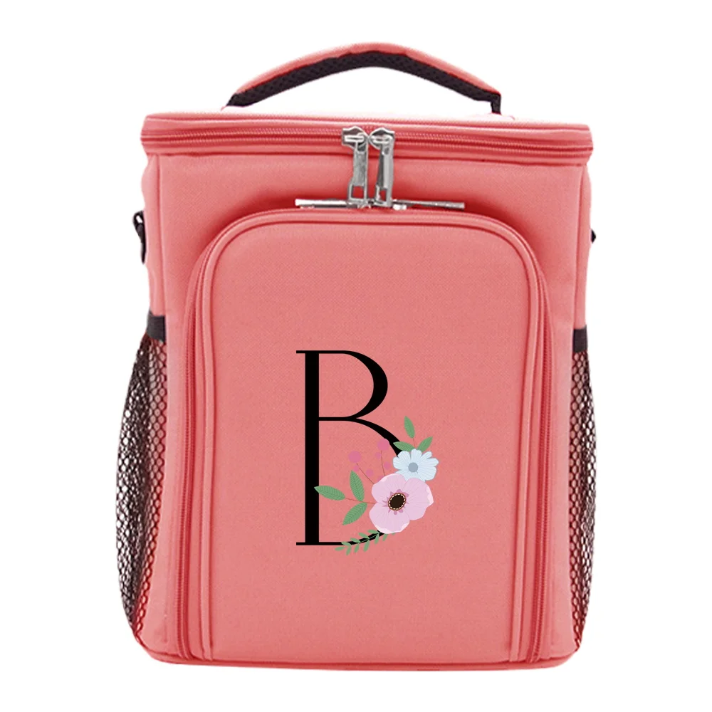 حقيبة حرارية أكياس الغداء المحمولة العزل مكتب العمل المدرسة زهرة ونمط أسود الكورية أكسفورد القماش نزهة برودة أكياس #6