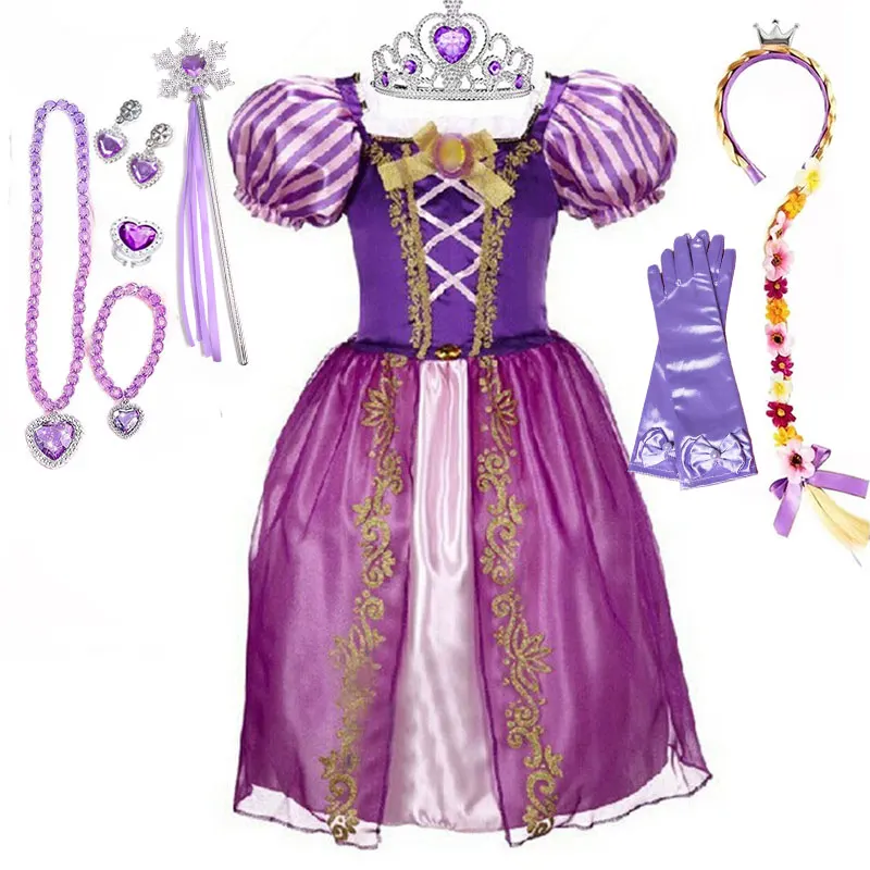 

Rapunzel Dress for Girls Festival Carnival Apparel Movie Tangled Cosplay Princess Costume Children Birthday Party Outfit Frocks