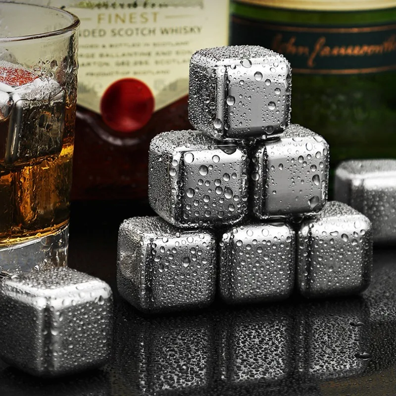 304 Stainless Steel Ice Cubes Bar Quick Frozen Tartar Whiskey Beer Accessory Creative Metal Square Cubes for Home Mug Coffee Cup