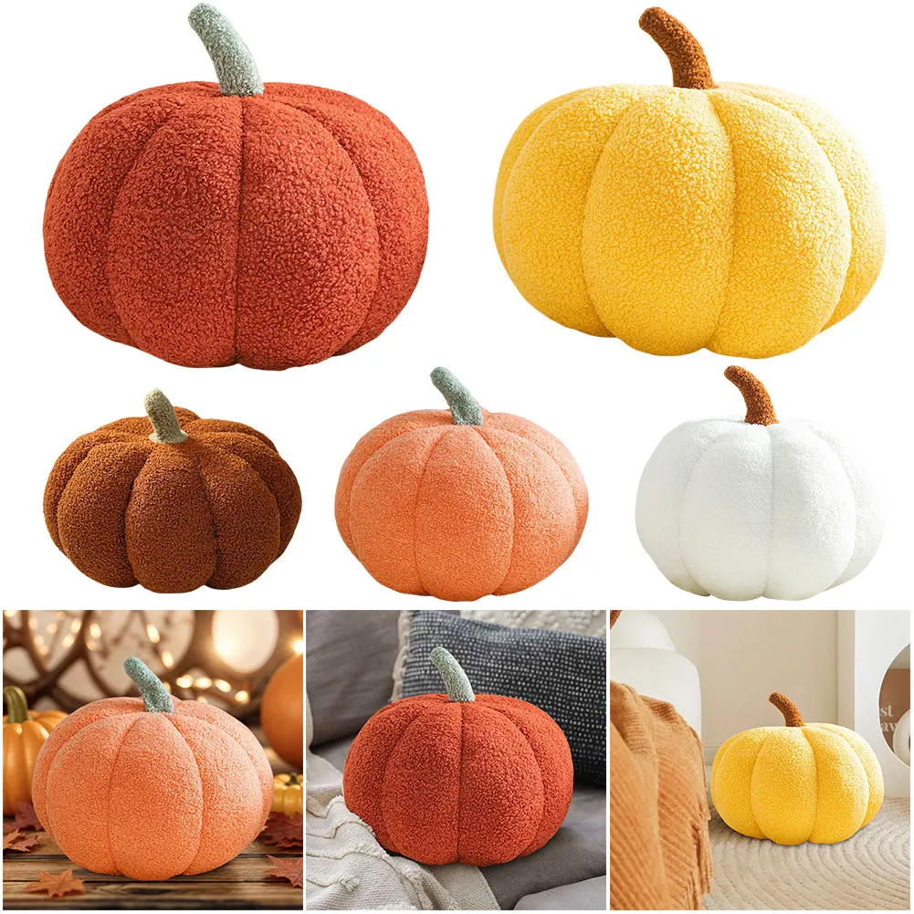 Halloween Simulated Pumpkin Pillow Soft Stuffed Plush Sofa Couch Orange Pumpkin Cushion for Christmas Bedroom Nordic Ins Decor
