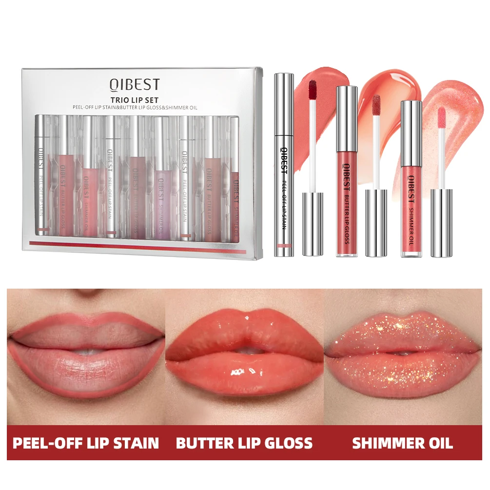 

Qibest 9Pcs Multifunctional Lip Makeup Sets Peel Off Lip Stain,mirror Lip Glaze,shimmer Lip Oil Lasting Lipgloss Tint Cosmetics