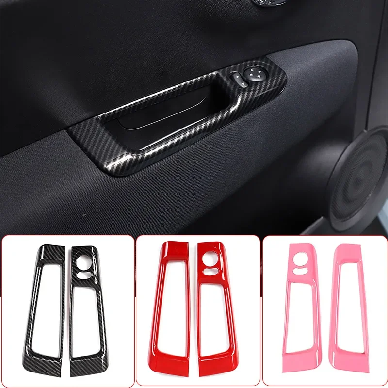 For Fiat 500 2010-2022 ABS Car Rearview Mirror Adjustment Switch Frame Door Storage Box Decorative Frame Sticker Car Accessories