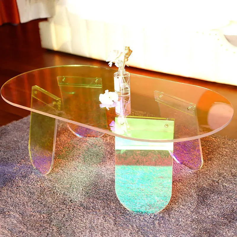 Minimalist Acrylic Coffee Table Transparent Internet Celebrity Nordic INS Colorful Organic Glass Light Luxury Designer Table