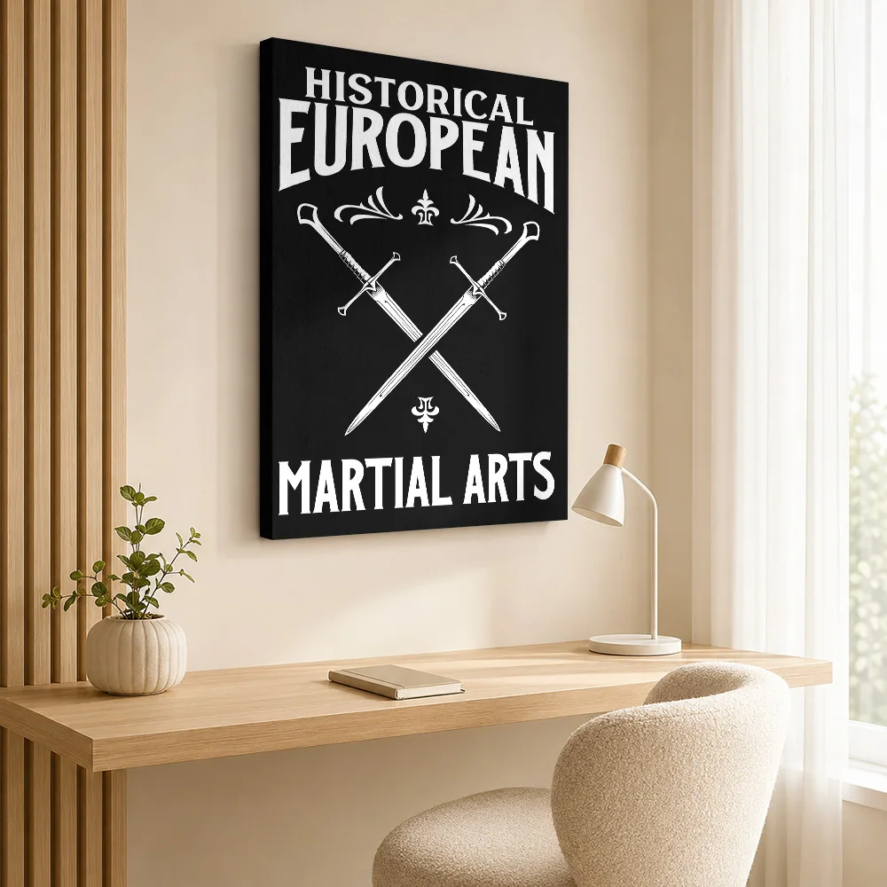 Historical European Martial Arts Canvas Print Poster Custom Photo Japanese Ink Wall Paintings Decoration for Gym Ready to Hang