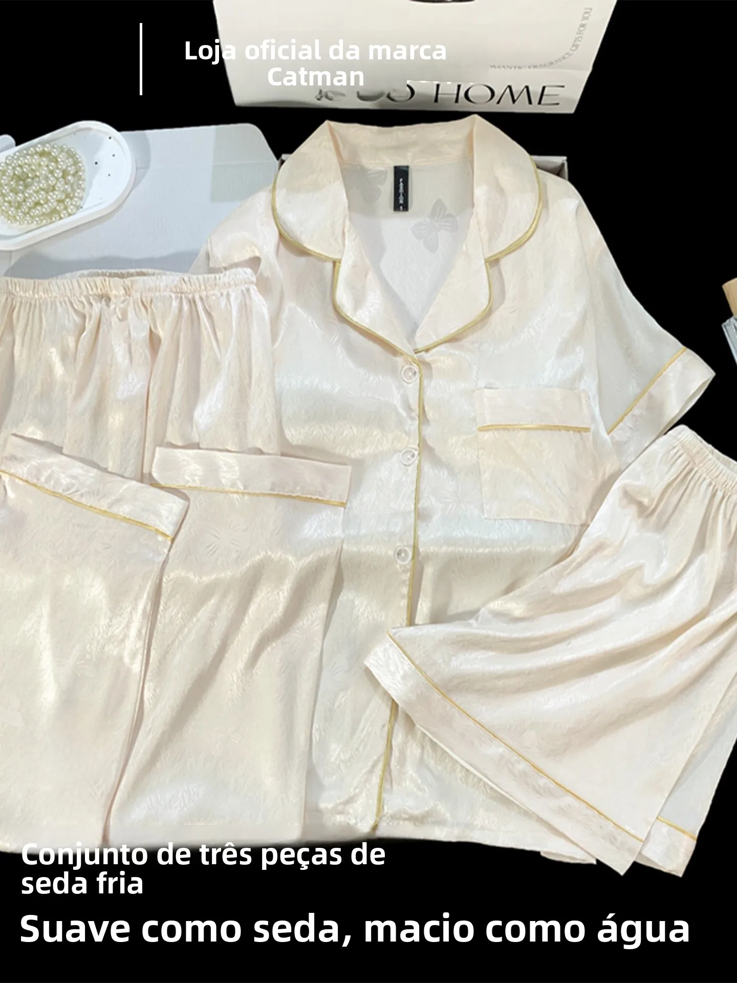 woman-summer-ice-silk-sleepwear-with-chest-pad-short-sleeve-open-cardigan-outdoor-wearable-three-piece-set-home-clothes