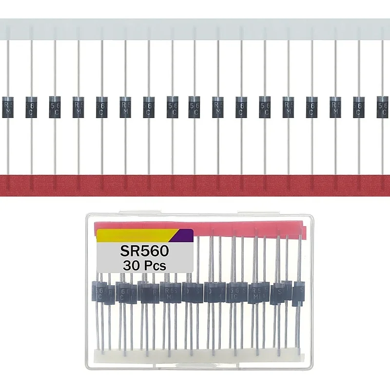 

SR560 Schottky Diode Rectifier 5A 60V SB560 DO-201AD DO-27 Diodes Barrier Rectifier Diode 5A 60V Rectifier Diodes Pack of 30