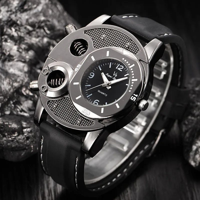 V8 Super Speed Watch Men Sport Watches Black Rubber Band Quartz Wristwatches Male Clock Montre Homme Relogios Masculinos