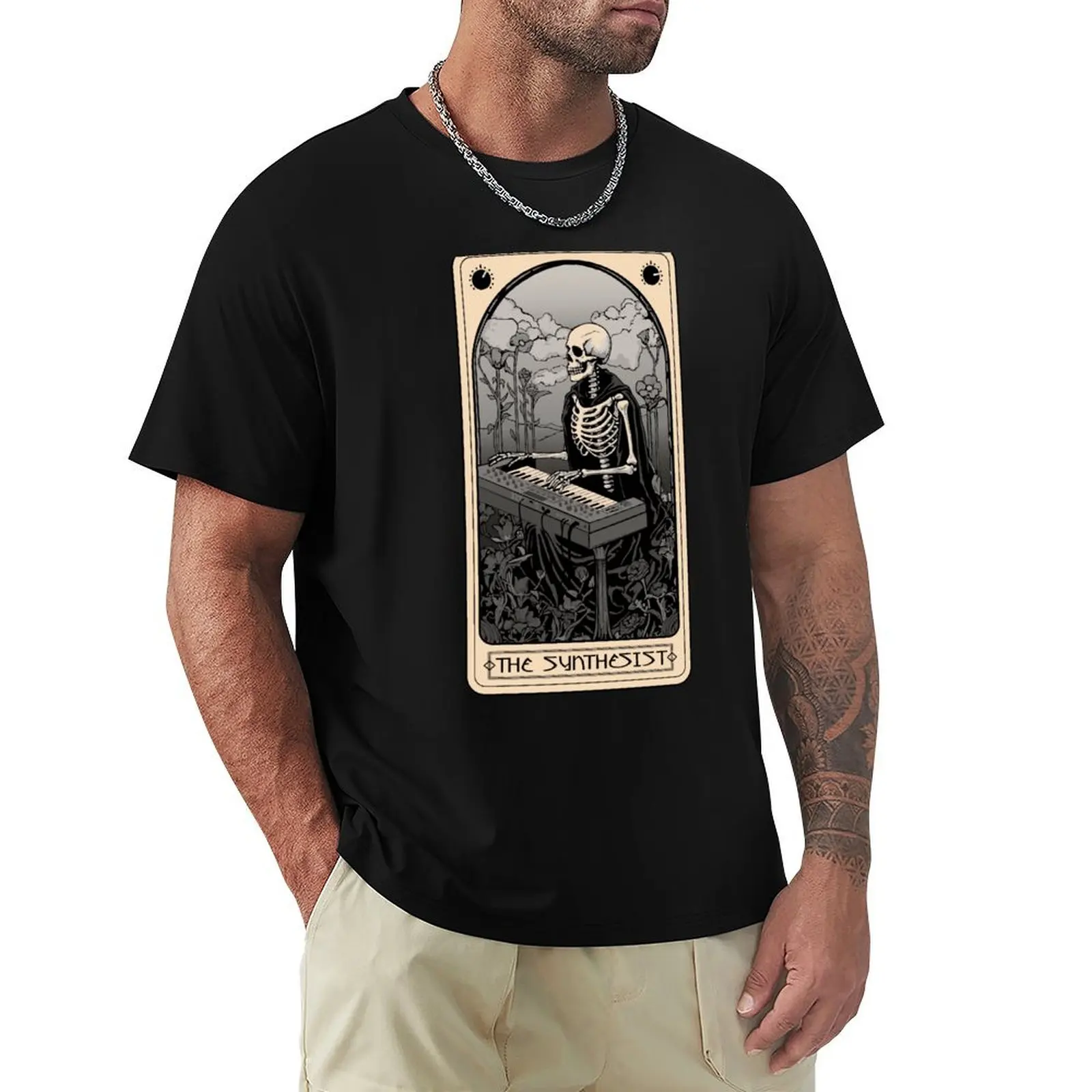 Synthesizer tarot card for electronic musician T-Shirt Short sleeve tee tops oversizeds mens graphic t-shirts anime