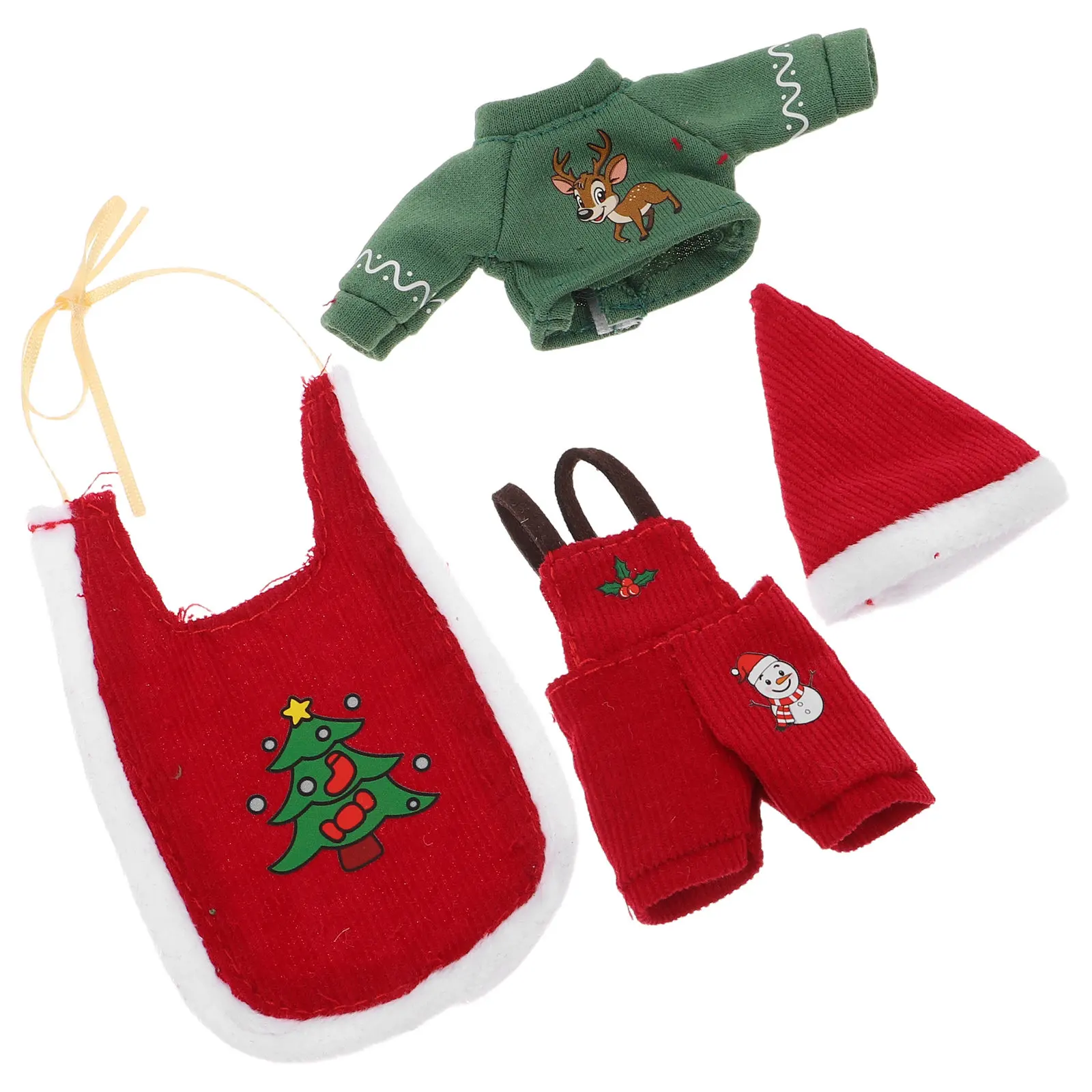 

1Set Christmas Mini Elf Clothes Winter Overalls Holiday Accessories Christmas Elf Outfits for Dolls Festive Decoration