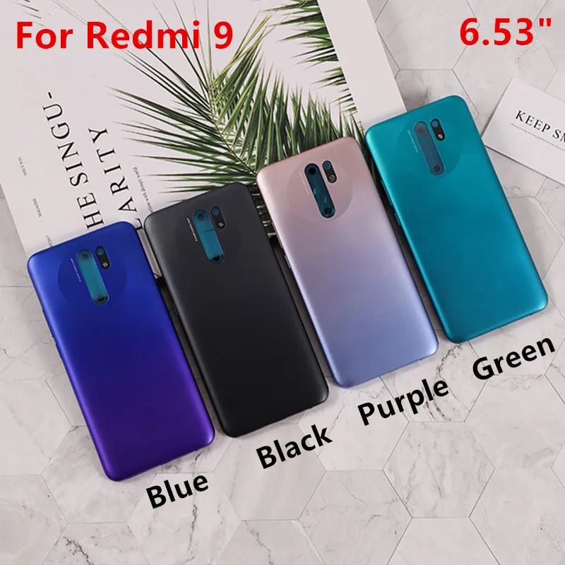 Couvercle arrière de batterie pour Xiaomi Redmi 9, boîtier arrière en plastique, pièce de rechange de remplacement, côté prédire M2004J19G, M2004J19C